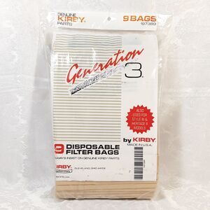9 bags, Genuine Kirby Generation 3 Vacuum Bags, Style III, Heritage II, 197389